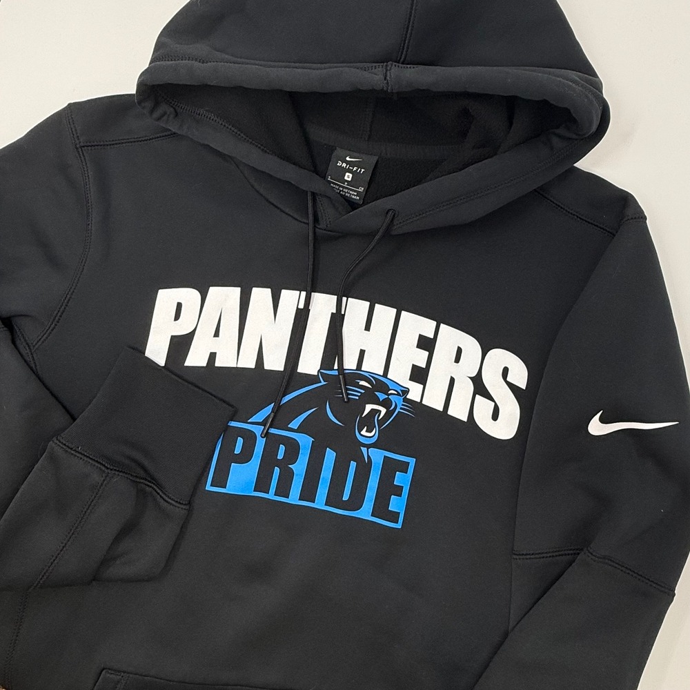 Nike NFL Carolina Panthers Dri-Fit Black Hoodie Sweatshirt Men's Size Small